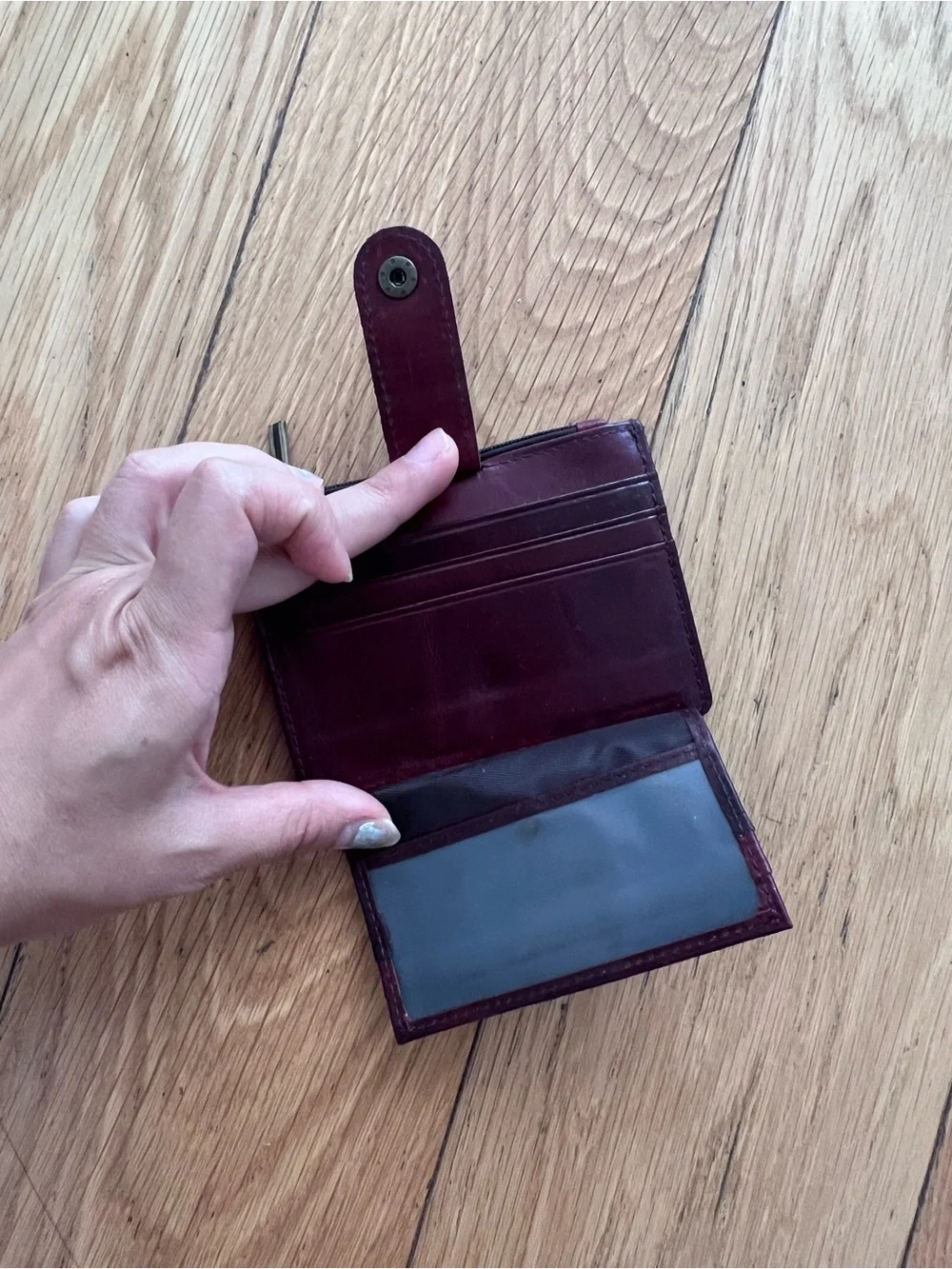 Deep Burgundy Leather Card Wallet